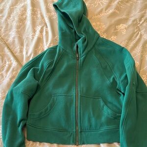 lululemon athletica  scuba Hoodie cropped green